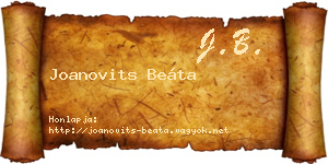 Joanovits Beáta névjegykártya