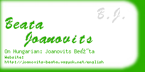 beata joanovits business card